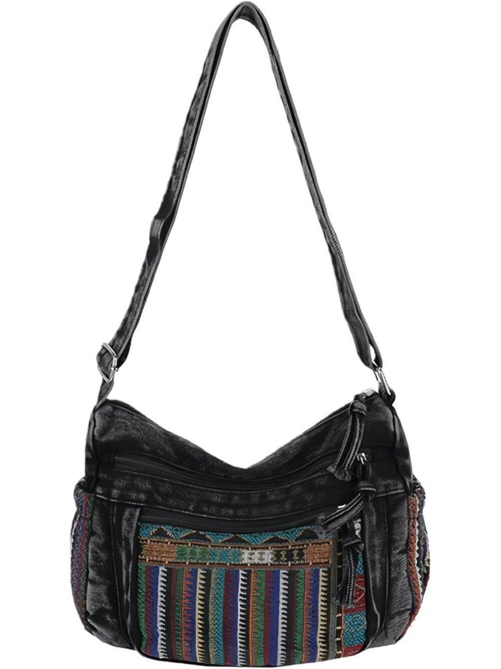 Black Denim Purse Crossbody Bags, Boho Hobo Crossbody Bags for Women, Casual Hip